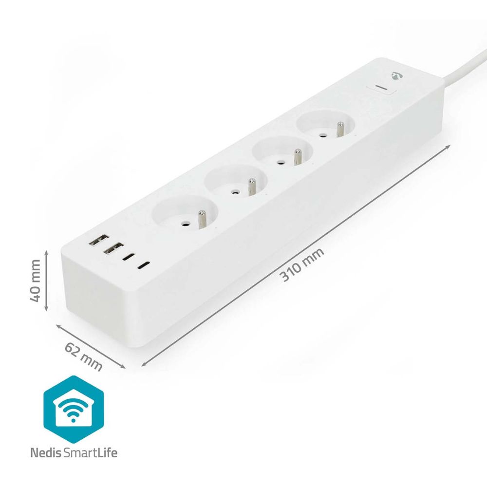 NEDIS SmartLife Multiprise Wi-Fi 3680 W - 4 Prises + 2 USB-A + 2 USB-C5 NEDIS SmartLife Multiprise Wi-Fi 3680 W - 4 Prises + 2 USB-A + 2 USB-C