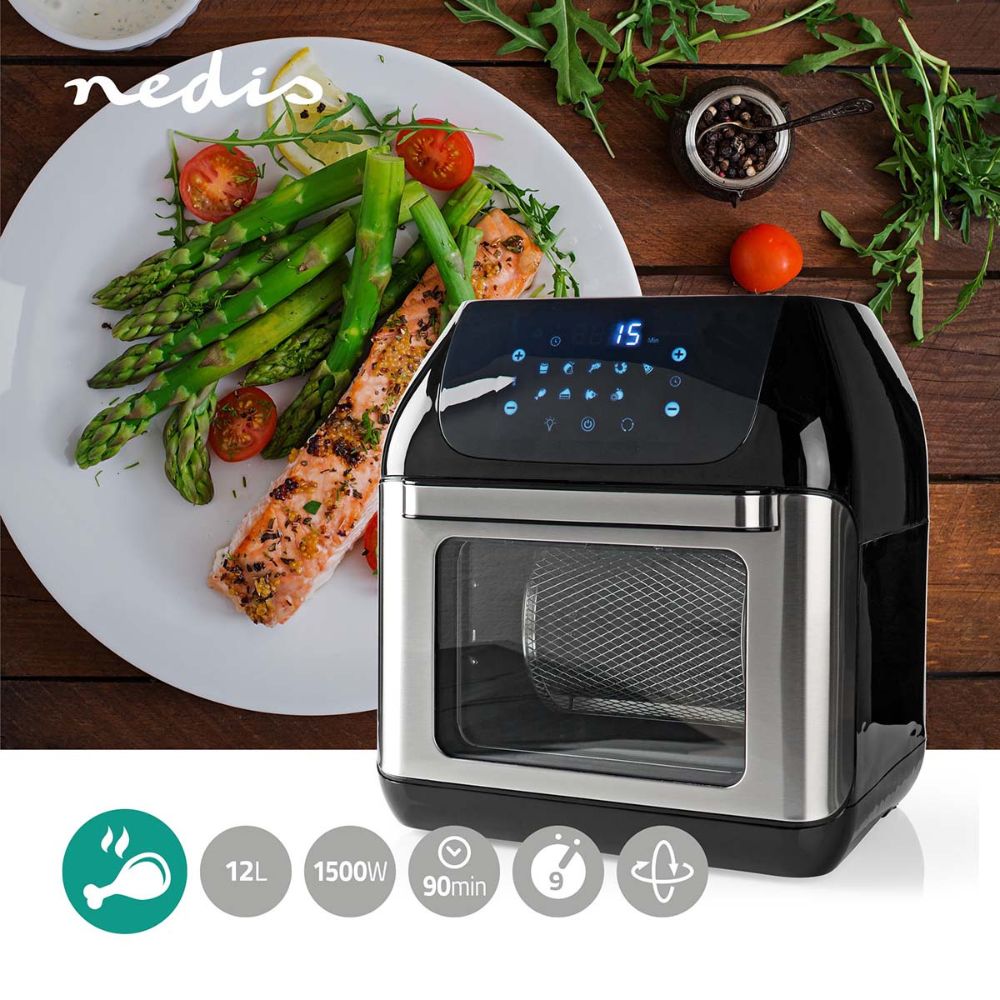 Nedis Four Multifonction 9-en-1 Air Fryer 12 L 1500W 9 Programmes Prédéfinis Sans PFAS1 Nedis Four Multifonction 9-en-1 | Air Fryer 12 L | 1500W | 9 Programmes Prédéfinis | Sans PFAS