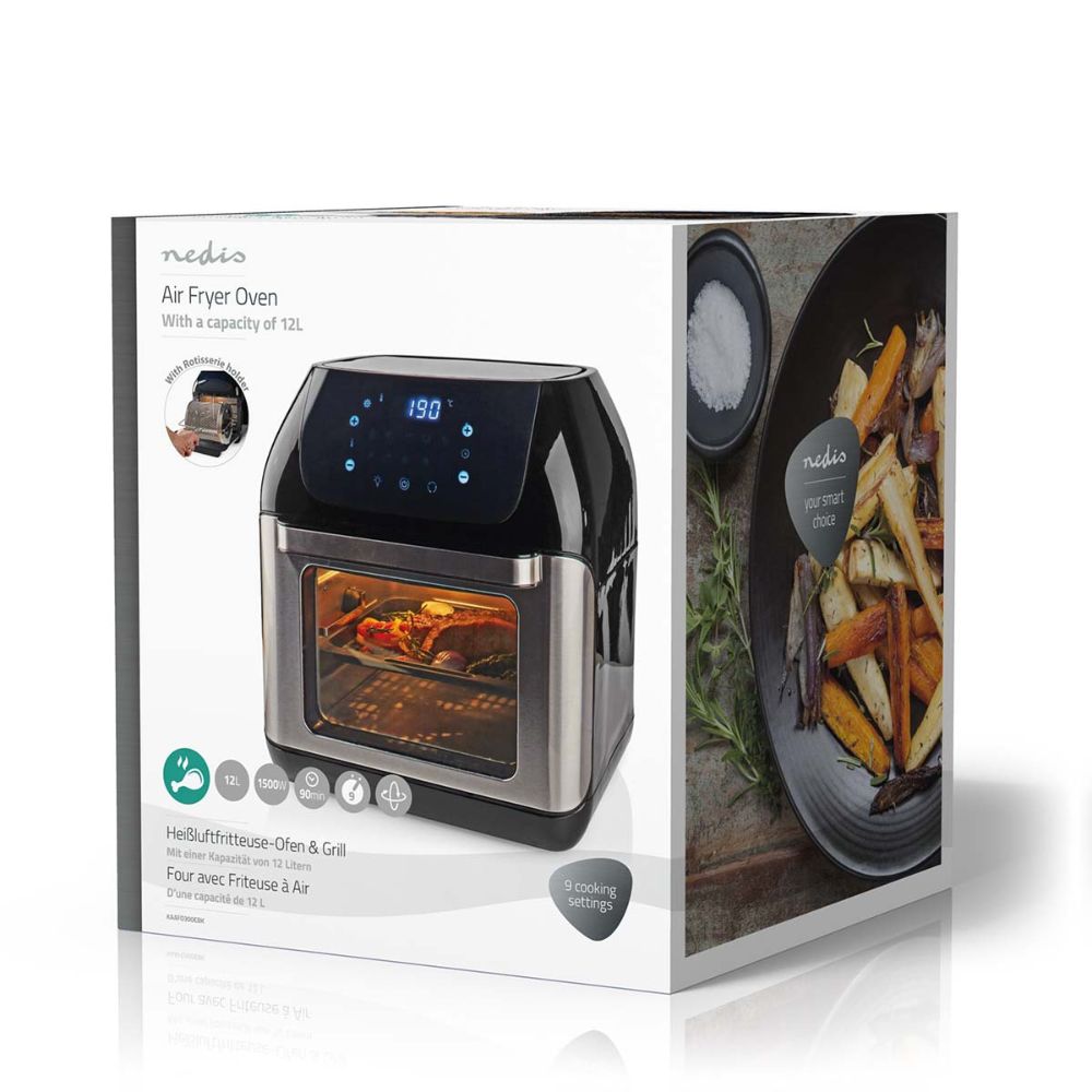Nedis Four Multifonction 9-en-1 Air Fryer 12 L 1500W 9 Programmes Prédéfinis Sans PFAS12 Nedis Four Multifonction 9-en-1 | Air Fryer 12 L | 1500W | 9 Programmes Prédéfinis | Sans PFAS
