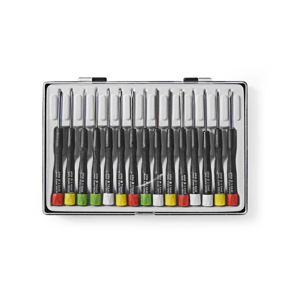 Nedis Kit de Tournevis de Précision | 15 Pièces - PH / Flat / Hex / TX