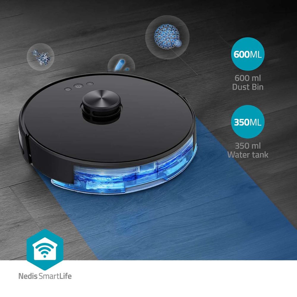 Nedis SmartLife Aspirateur Robot 3-en-1 | Balaye, Aspire et Lave - Navigation LiDAR - WiFi
