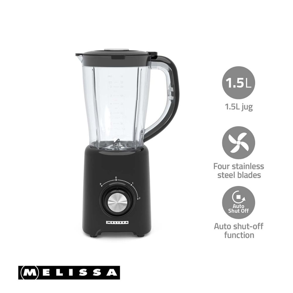 MELISSA Blender mixeur de table - 800 W - 1,5 L - 2 Vitesses + Pulse - 4 Lames en acier inoxydable - Noir6 MELISSA Blender mixeur de table - 800 W - 1,5 L - 2 Vitesses + Pulse - 4 Lames en acier inoxydable - Noir