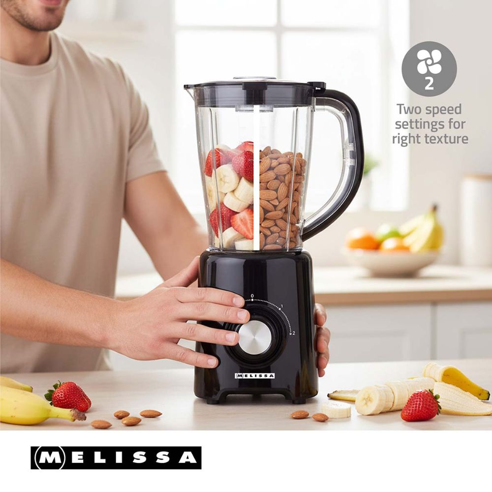 MELISSA Blender mixeur de table - 800 W - 1,5 L - 2 Vitesses + Pulse - 4 Lames en acier inoxydable - Noir7 MELISSA Blender mixeur de table - 800 W - 1,5 L - 2 Vitesses + Pulse - 4 Lames en acier inoxydable - Noir