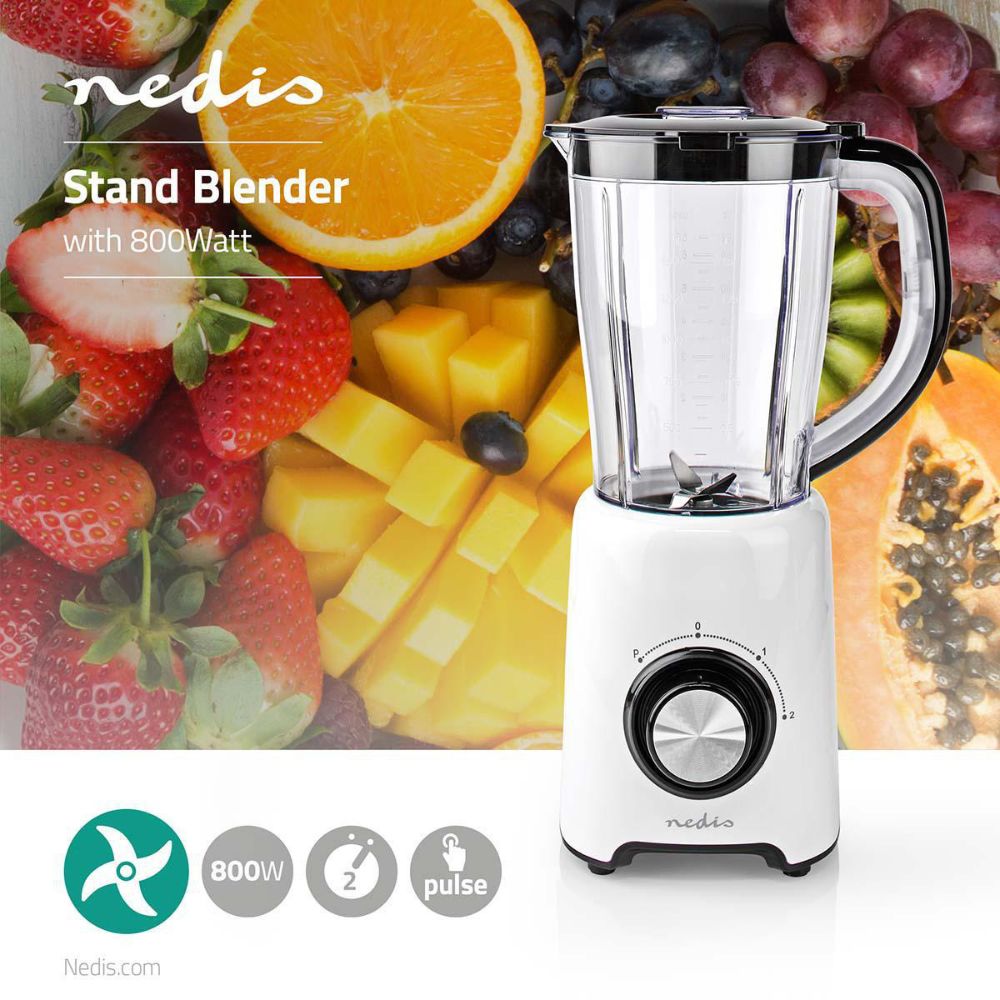 NEDIS Blender mixeur de table - 1,5 L - 2 Vitesses + Impulsion - Lames en acier inoxydable - Blanc2 NEDIS Blender mixeur de table - 1,5 L - 2 Vitesses + Impulsion - Lames en acier inoxydable - Blanc