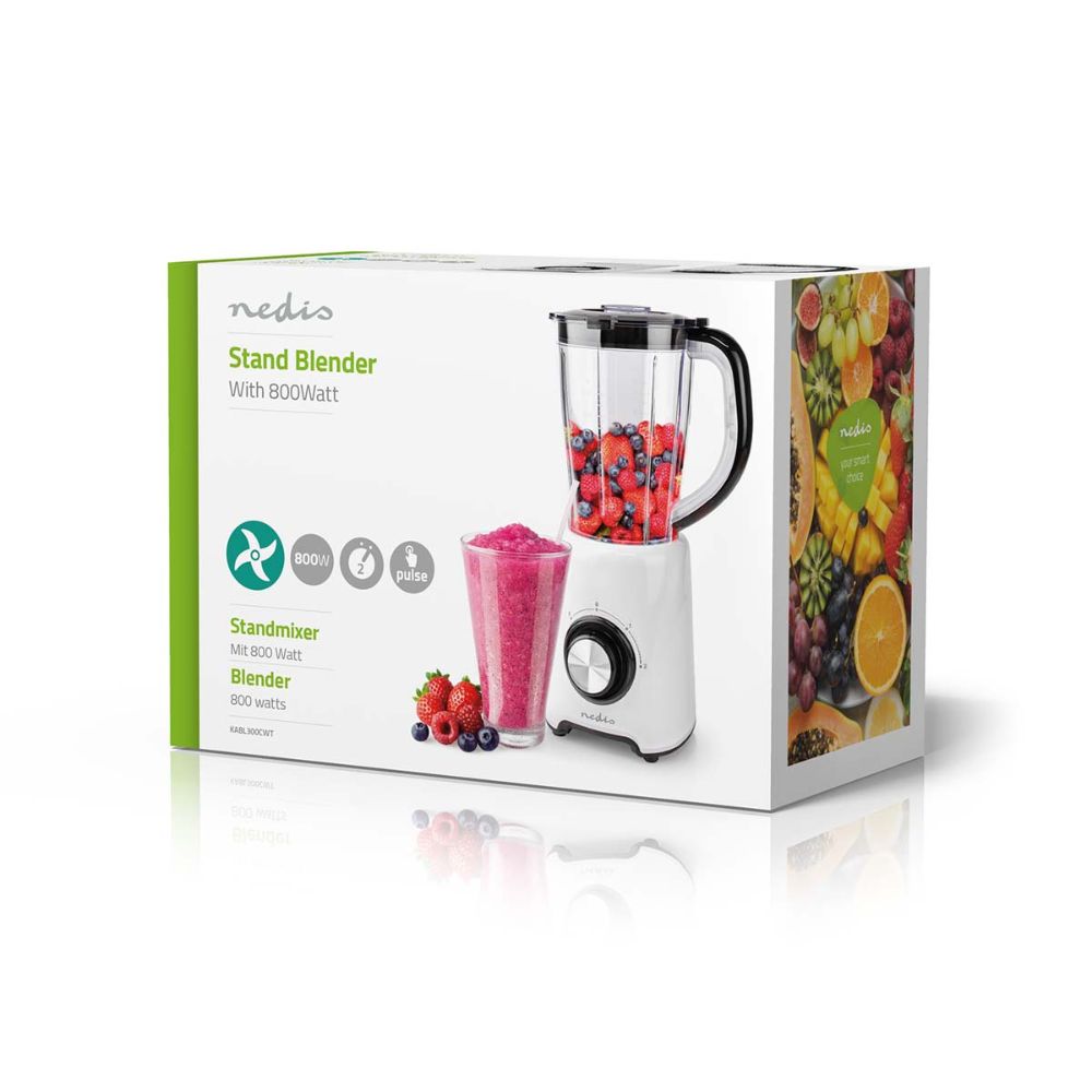 NEDIS Blender mixeur de table - 1,5 L - 2 Vitesses + Impulsion - Lames en acier inoxydable - Blanc6 NEDIS Blender mixeur de table - 1,5 L - 2 Vitesses + Impulsion - Lames en acier inoxydable - Blanc
