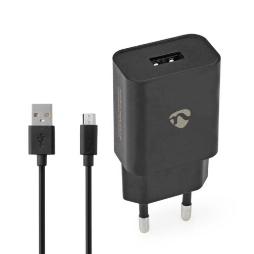 NEDIS Chargeur mural USB-A - 10,5 W 2,1 A - Câble Micro USB inclus - Noir NEDIS Chargeur mural USB-A - 10,5 W / 2,1 A - Câble Micro USB inclus - Noir