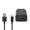 NEDIS Chargeur mural USB-A - 10,5 W 2,1 A - Câble Micro USB inclus - Noir1 NEDIS Chargeur mural USB-A - 10,5 W / 2,1 A - Câble Micro USB inclus - Noir