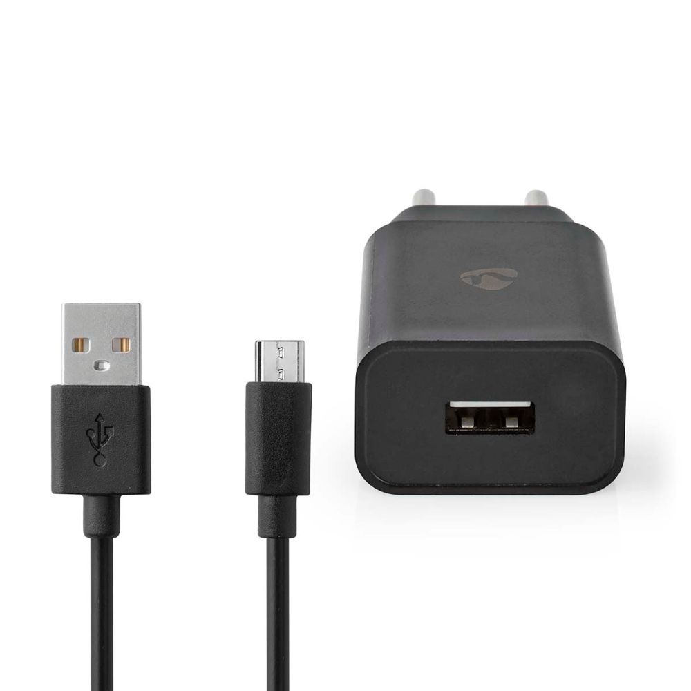 NEDIS Chargeur mural USB-A - 10,5 W 2,1 A - Câble Micro USB inclus - Noir1 NEDIS Chargeur mural USB-A - 10,5 W / 2,1 A - Câble Micro USB inclus - Noir
