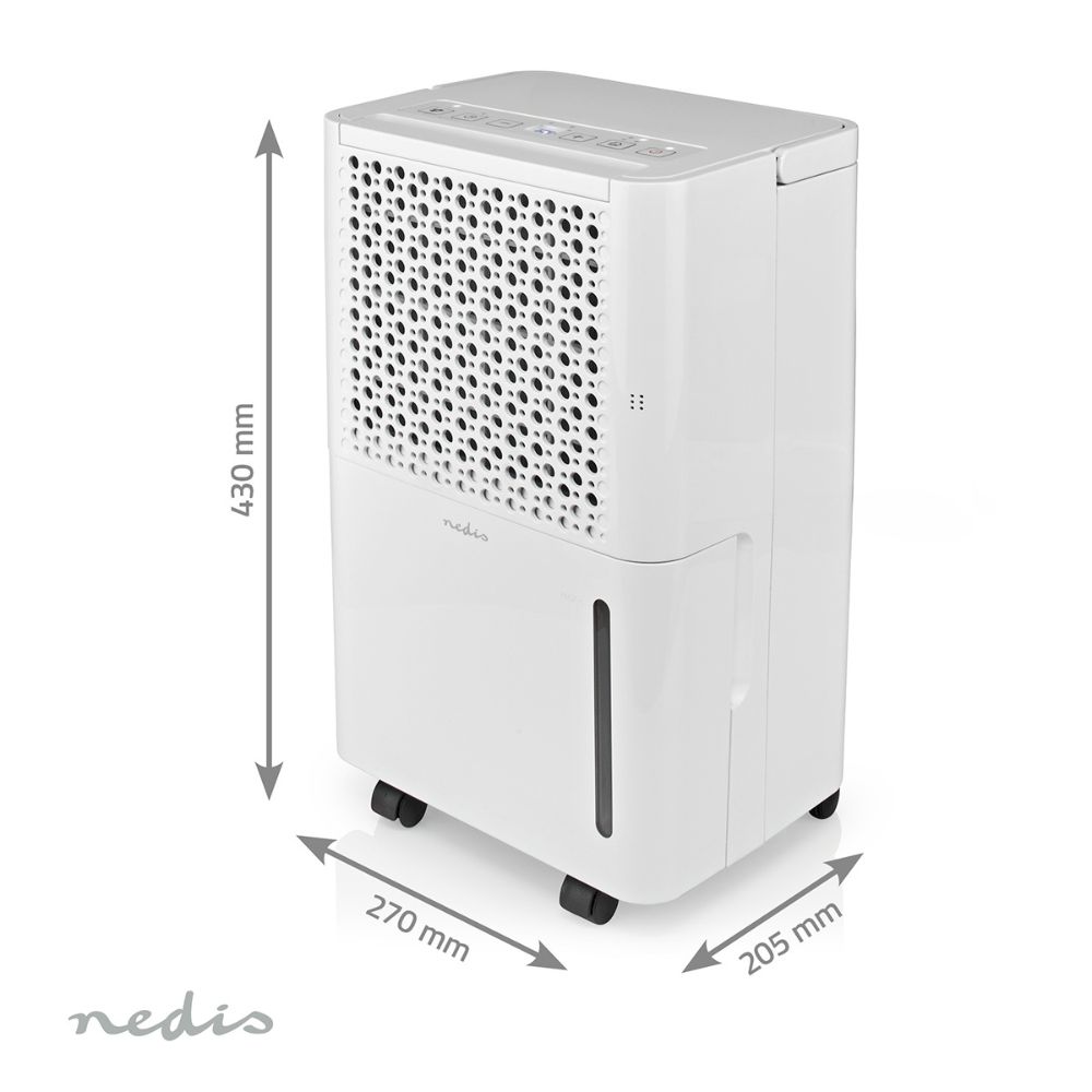 NEDIS Déshumidificateur - 10 L/Jour - Réservoir 2,1 L - Hygrostat réglable - Blanc