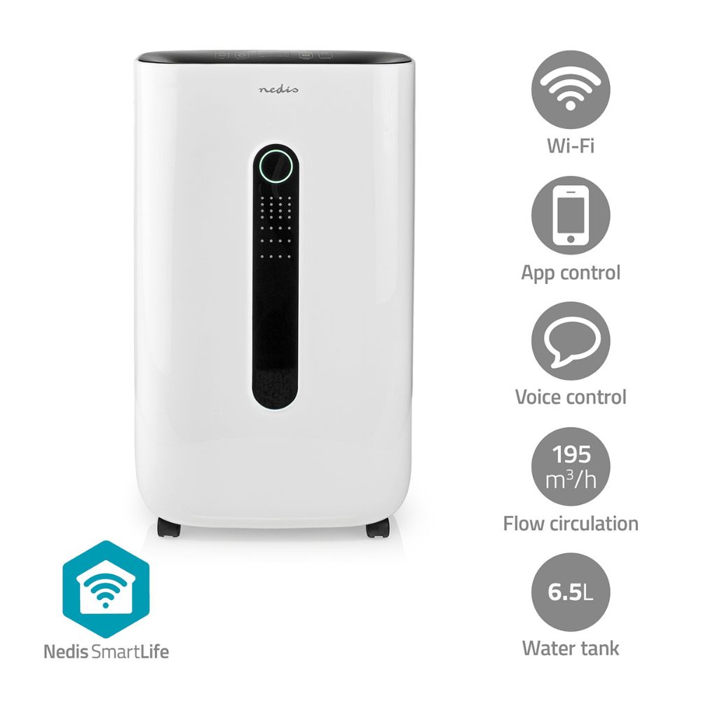 NEDIS Déshumidificateur SmartLife Wi-Fi - 20 L/Jour - Réservoir 6,5 L - Hygrostat réglable - Blanc
