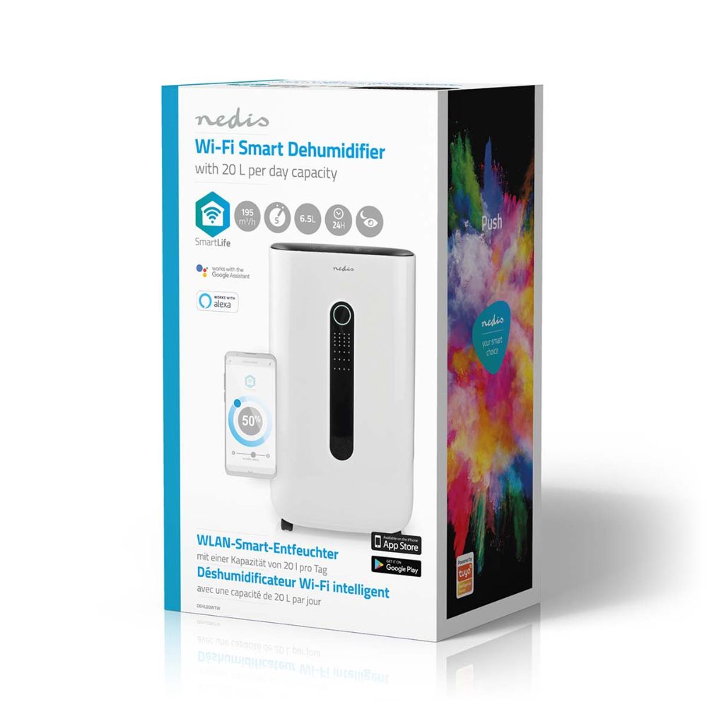 NEDIS Déshumidificateur SmartLife Wi-Fi - 20 L/Jour - Réservoir 6,5 L - Hygrostat réglable - Blanc