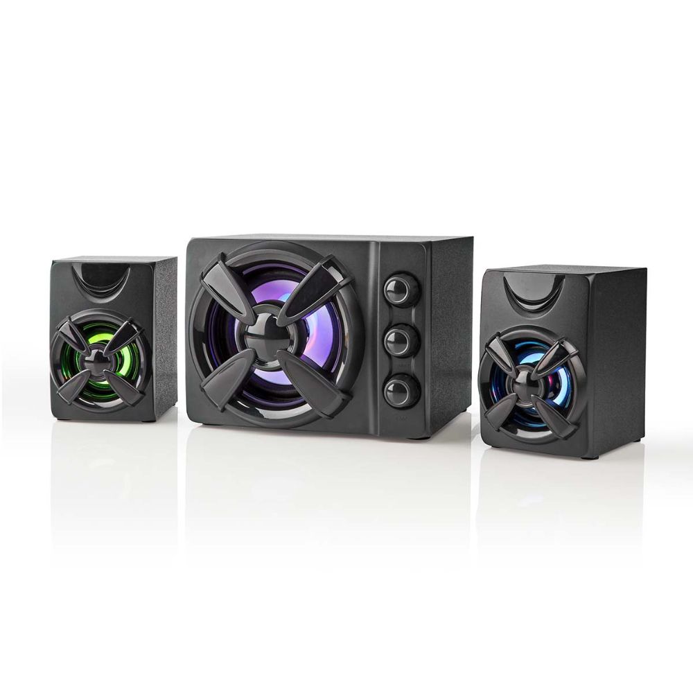 NEDIS Haut-parleur de Jeux 2.1 - 33 W - Éclairage LED Multicolore - Alimenté par USB - Noir