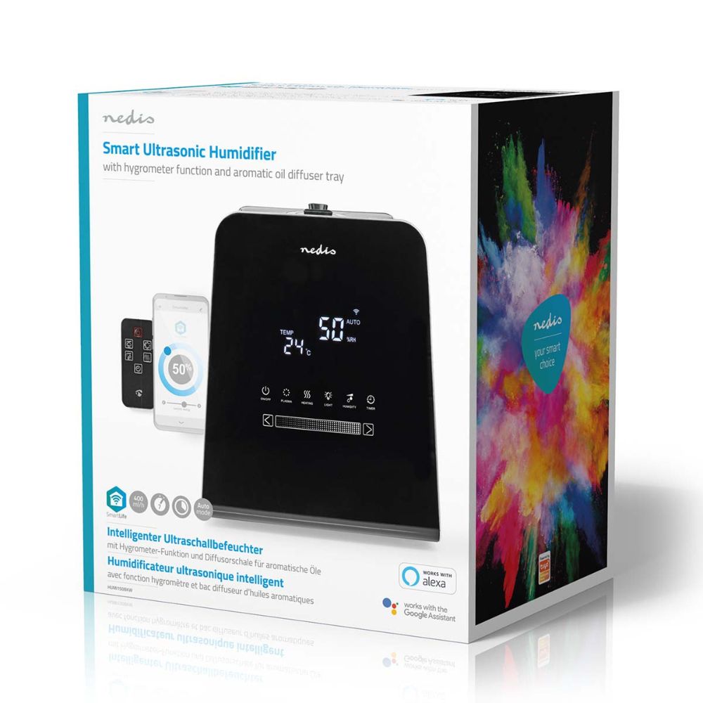 NEDIS Humidificateur SmartLife Ultrasonique Wi-Fi - 110 W / 5,5 L - Brume Fraîche et Chaude - Noir