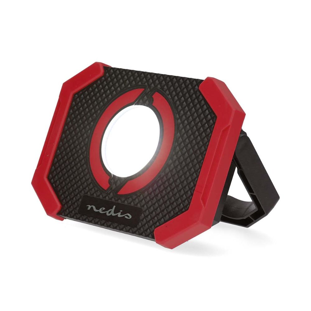 NEDIS Lampe de travail LED baladeuse rechargeable - 4 W 300 lm - Base pivotante - Crochet et Aimant - Rouge Noir NEDIS Lampe de travail LED baladeuse rechargeable - 4 W / 300 lm - Base pivotante - Crochet et Aimant - Rouge / Noir