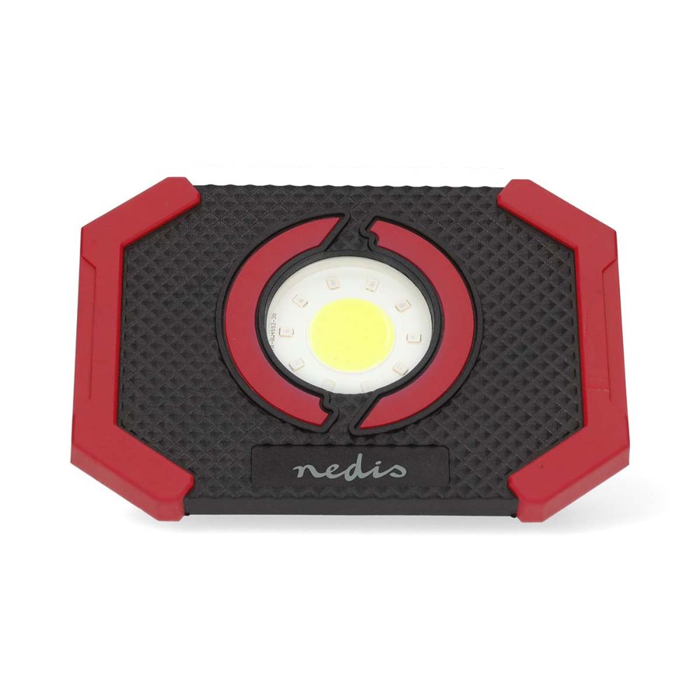 NEDIS Lampe de travail LED baladeuse rechargeable - 4 W 300 lm - Base pivotante - Crochet et Aimant - Rouge Noir2 NEDIS Lampe de travail LED baladeuse rechargeable - 4 W / 300 lm - Base pivotante - Crochet et Aimant - Rouge / Noir