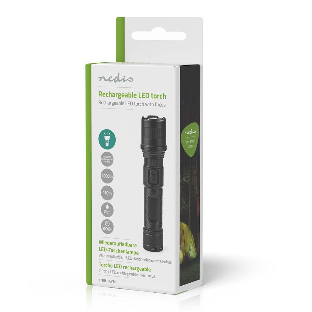 NEDIS Lampe torche LED rechargeable - 10 W / 1000 lm