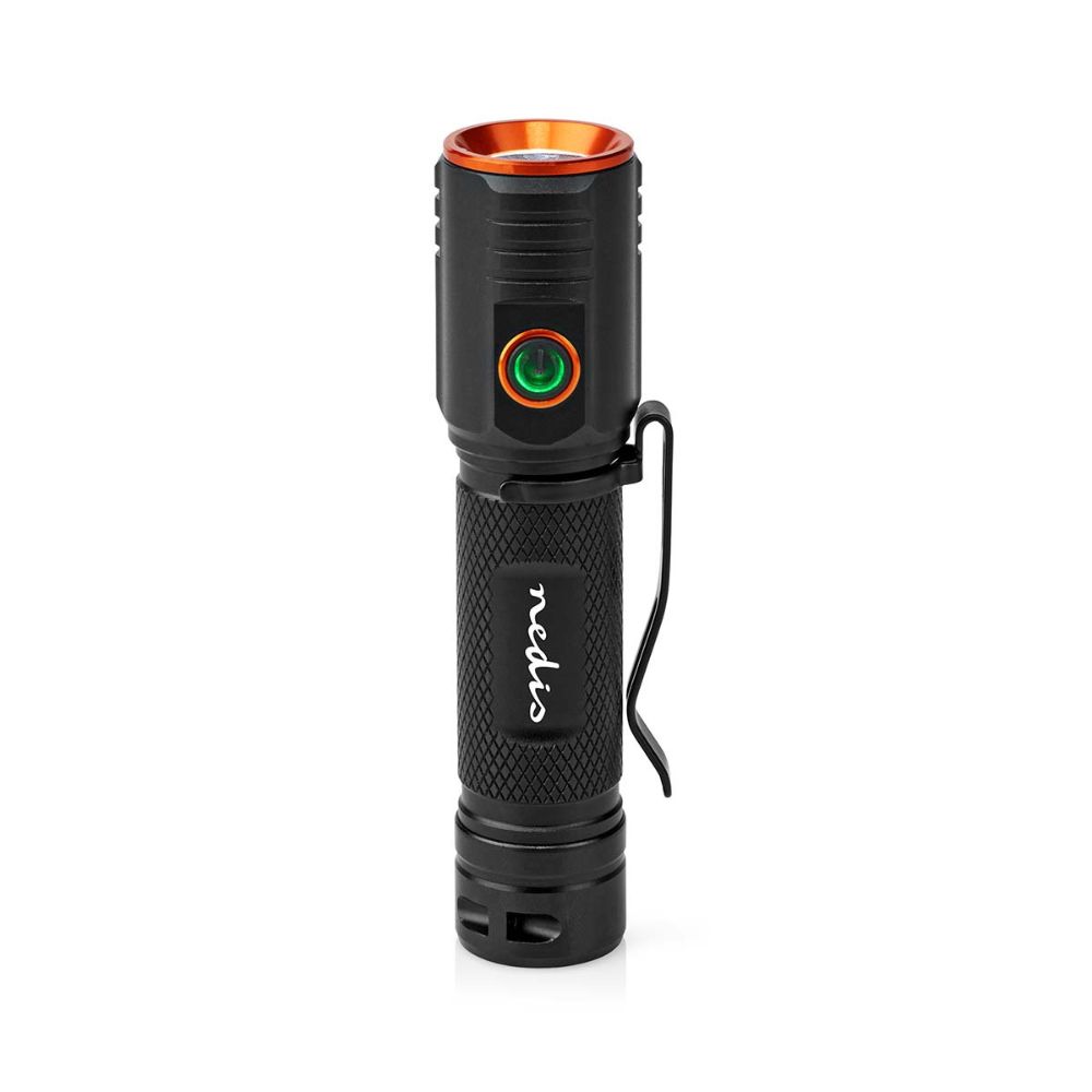 NEDIS Lampe torche LED robuste rechargeable - 20 W / 2000 lm - IPX6 - Aluminium anodisé - Noir / Orange