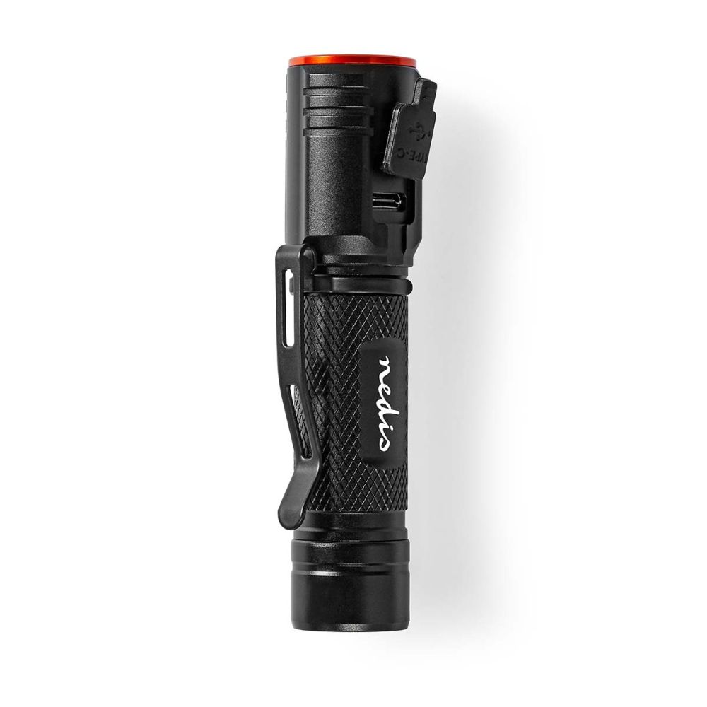 NEDIS Lampe torche LED robuste rechargeable - 20 W / 2000 lm - IPX6 - Aluminium anodisé - Noir / Orange