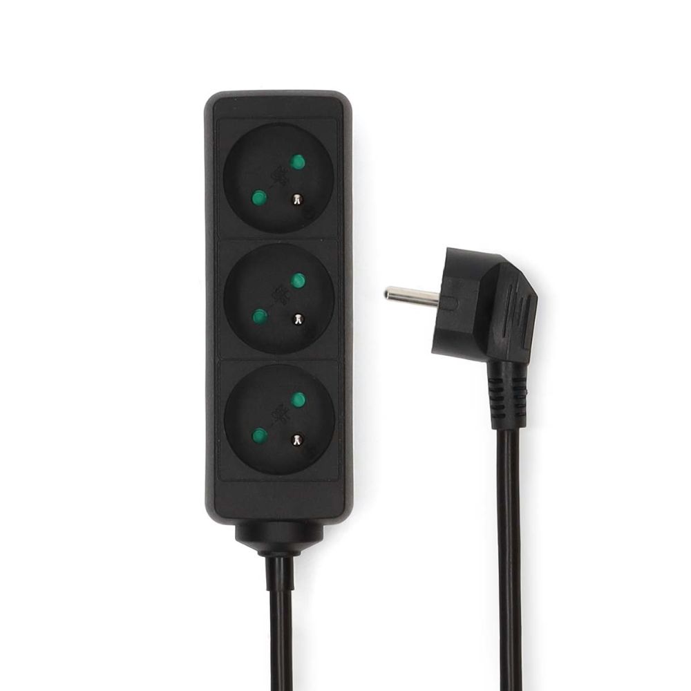 NEDIS Prise d'extension 3 voies 3680 W - Câble 1,50 m Noir