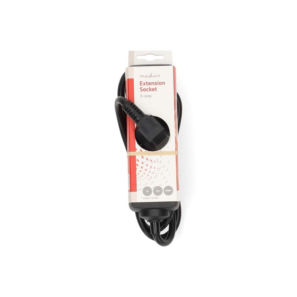 NEDIS Prise d'extension 3 voies 3680 W - Câble 1,50 m Noir
