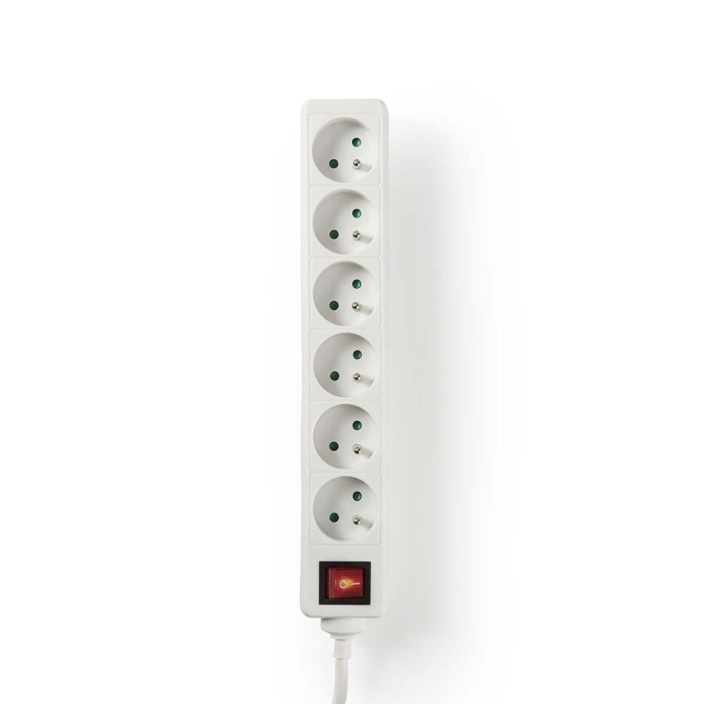 NEDIS Prise d'extension 6 voies 3680 W - Câble 1,50 m Blanc NEDIS Prise d'extension 6 voies 3680 W - Câble 1,50 m Blanc
