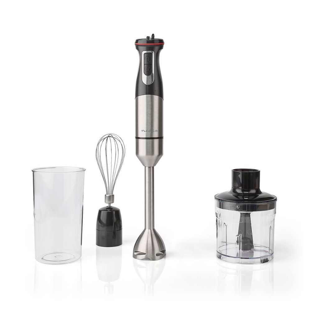 NEDIS Set Mixeur plongeant 3-en-1 - 800 W - Vitesse variable & Impulsion - Pied Inox