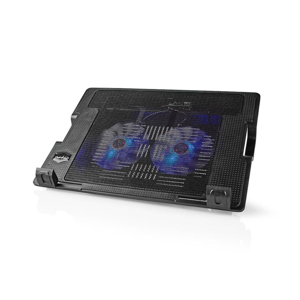 NEDIS Support ventilé haut de gamme pour ordinateur portable jusqu'à 18" - 2 Ventilateurs 140 mm LED - Hub USB - Noir