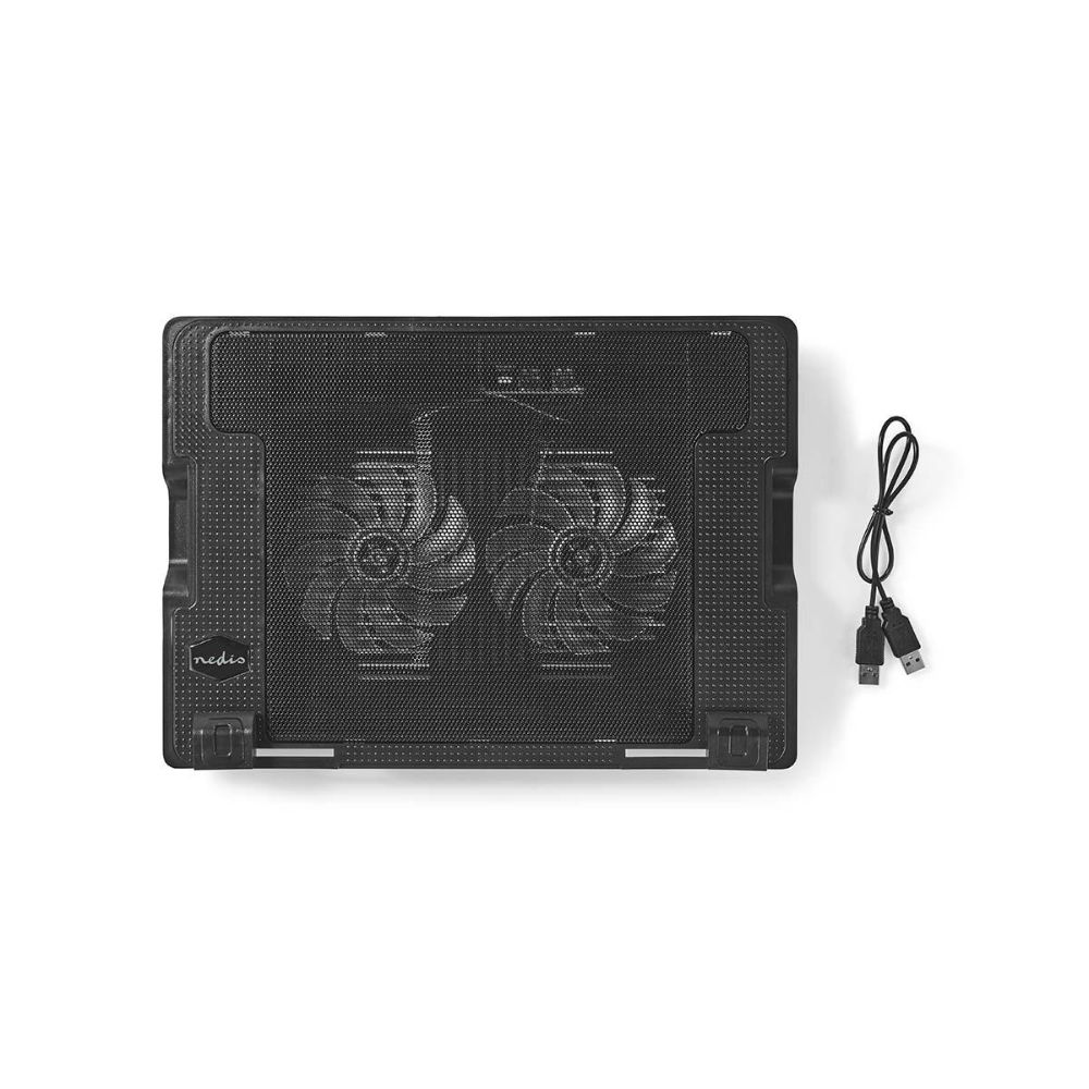 NEDIS Support ventilé haut de gamme pour ordinateur portable jusqu'à 18" - 2 Ventilateurs 140 mm LED - Hub USB - Noir