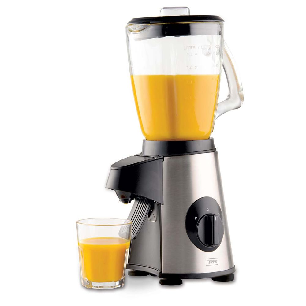 TREBS Blender avec robinet Tap / Comfortjuice - Bol en verre 1,7 L - 3 Réglages & Fonctions - Boîtier Acier Inoxydable