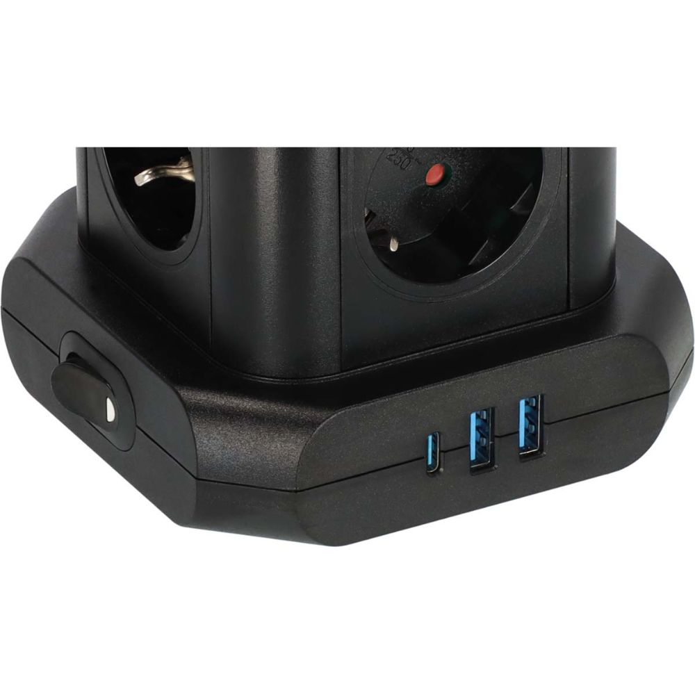 Tour de barrettes d'alimentation 8 voies - 2x USB-A & 1x USB-C Power Delivery