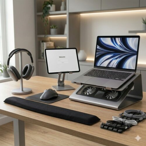 NEDIS Support ventilé haut de gamme pour ordinateur portable jusqu'à 18" - 2 Ventilateurs 140 mm LED - Hub USB - Noir