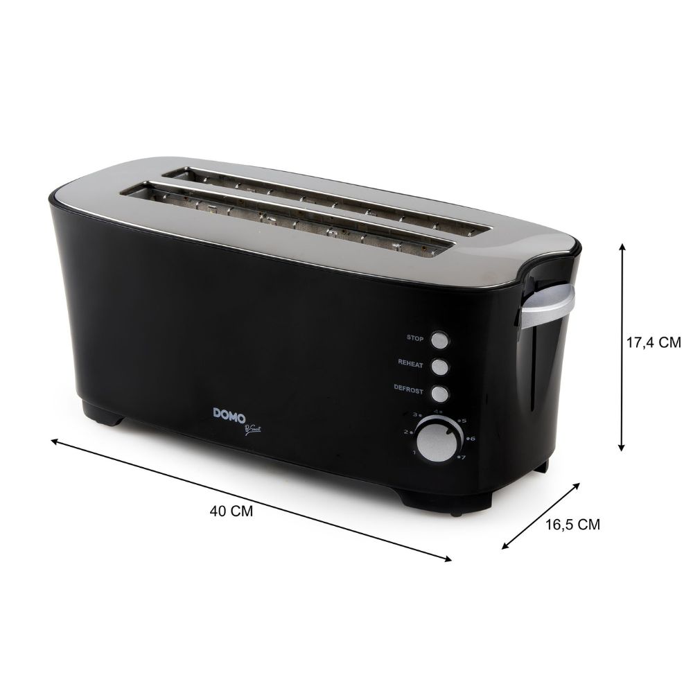DOMO Grille-pain B-Smart - 2 fentes / 4 toasts - 7 niveaux de brunissage - Boîtier Acier Inoxydable
