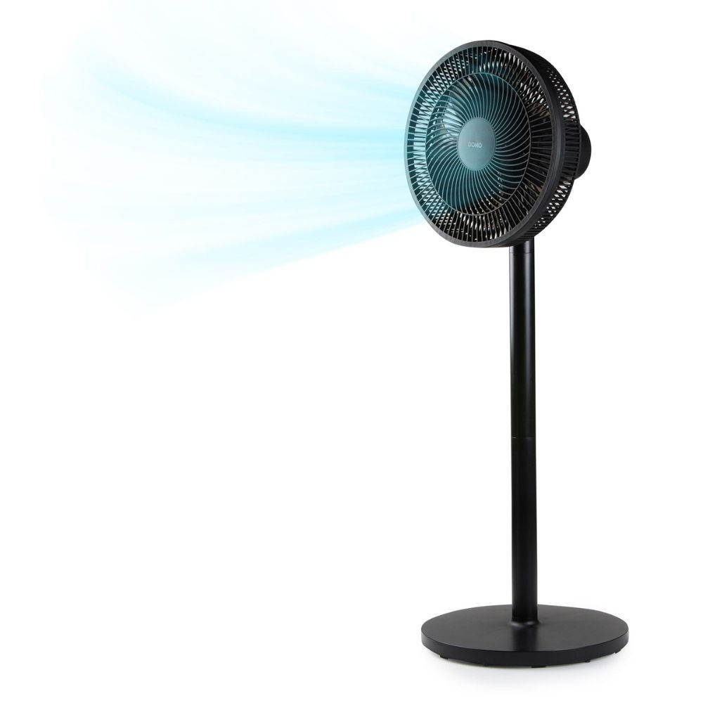 DOMO Ventilateur 31cm 2-en-1 sur pied / table - Hauteur réglable 63cm à 91cm - 3 vitesses - 7 pales - Noir