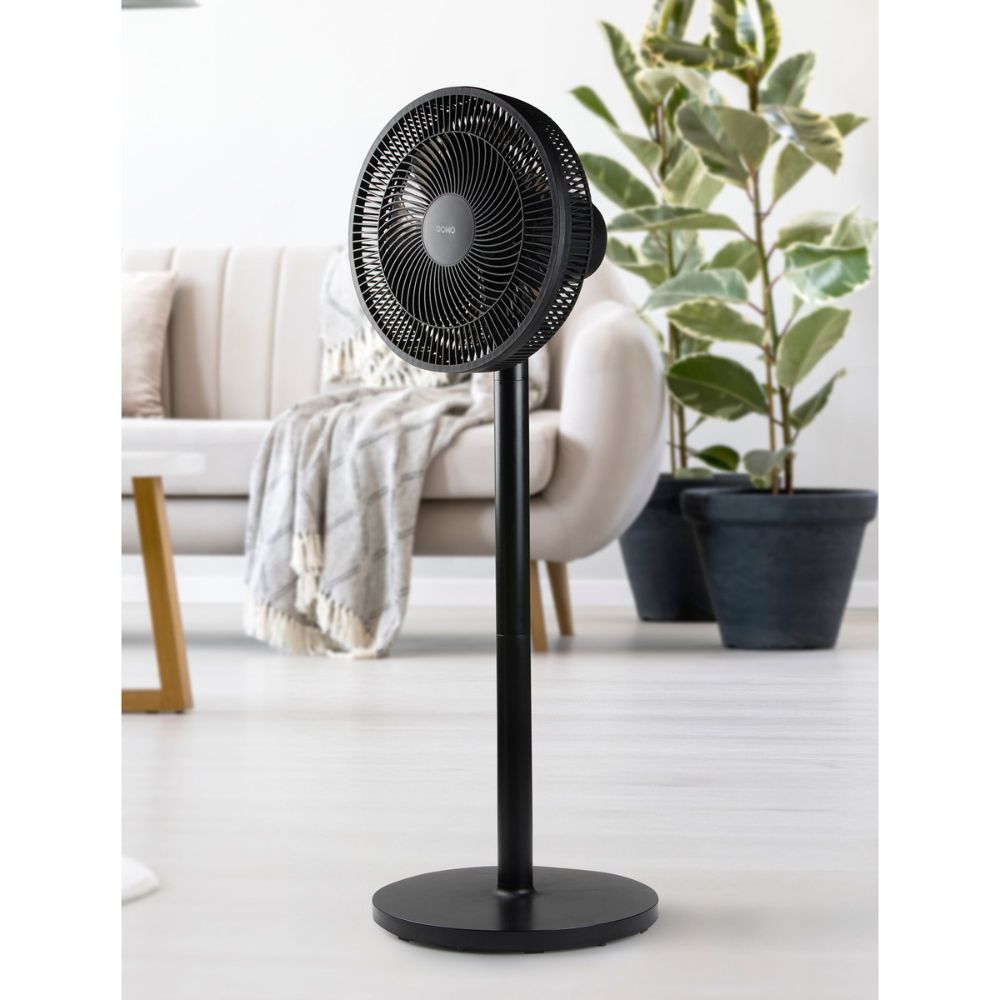 DOMO Ventilateur 31cm 2-en-1 sur pied / table - Hauteur réglable 63cm à 91cm - 3 vitesses - 7 pales - Noir