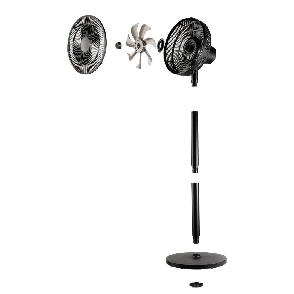 DOMO Ventilateur 31cm 2-en-1 sur pied / table - Hauteur réglable 63cm à 91cm - 3 vitesses - 7 pales - Noir