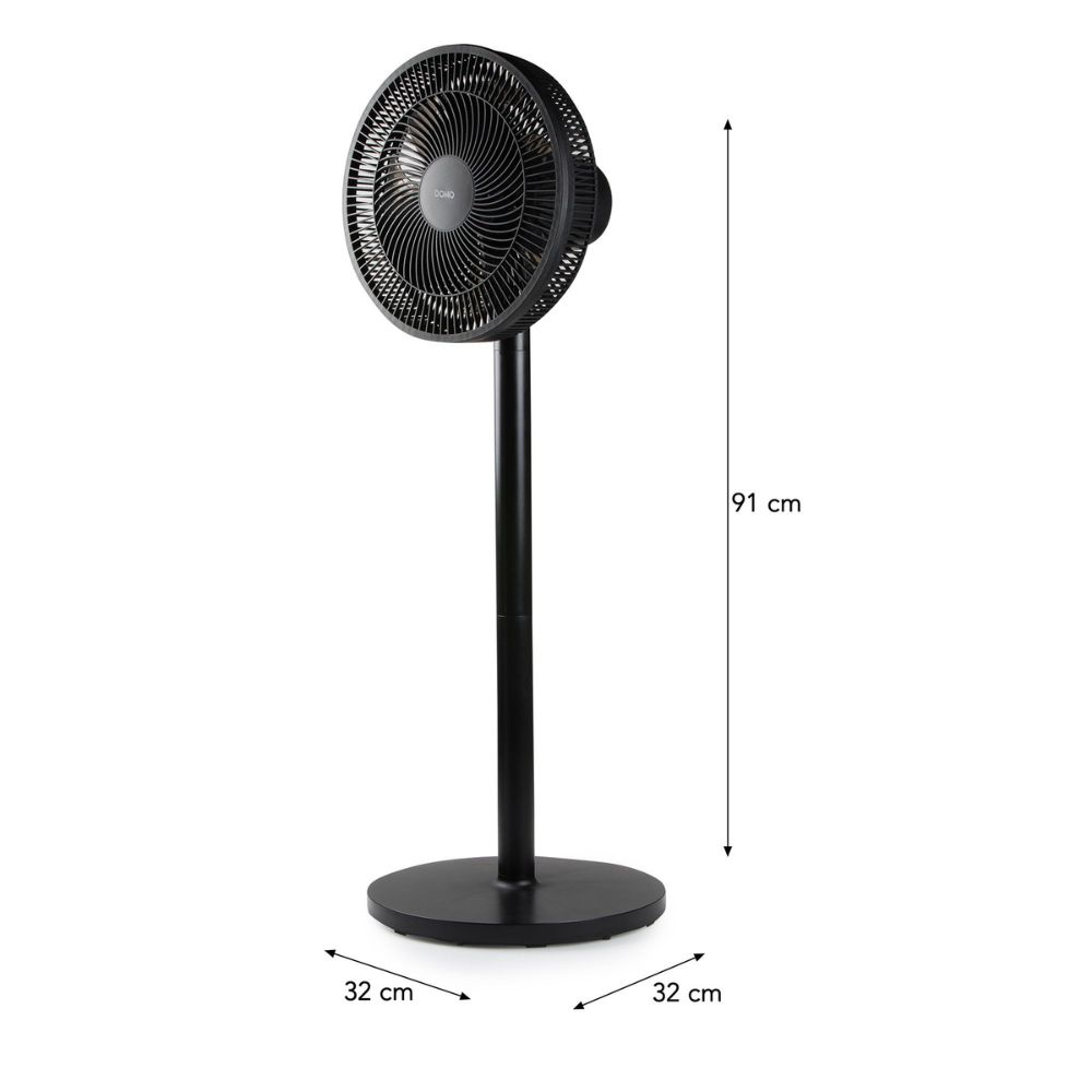 DOMO Ventilateur 31cm 2-en-1 sur pied / table - Hauteur réglable 63cm à 91cm - 3 vitesses - 7 pales - Noir