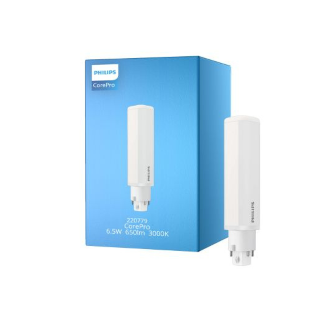 Philips Corepro PL-C LED 6.5W 650lm - 830 Blanc Chaud 4-Pins - Équivalent 18W Philips Corepro PL-C LED 6.5W 650lm - 830 Blanc Chaud | 4-Pins - Équivalent 18W (Lot de 10)