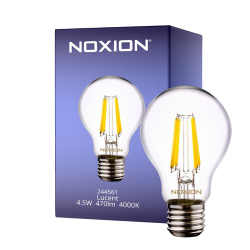 Noxion Lucent LED E27 Poire Filament Claire 4.5W 470lm - 840 Blanc Froid | Équivalent 40W (Lot de 6)